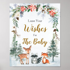 Poster Woodland Winter Animal Forest Wish para bebê