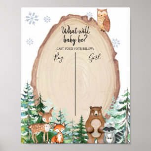 Poster Woodland Winter Animal Voting Conselho Rue.