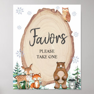 Poster Woodland Winter Onederland Birthday Favor