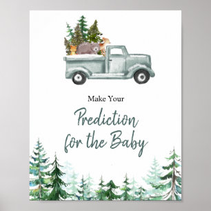 Poster Woodland Winter Pine Trees Predições para Bebê