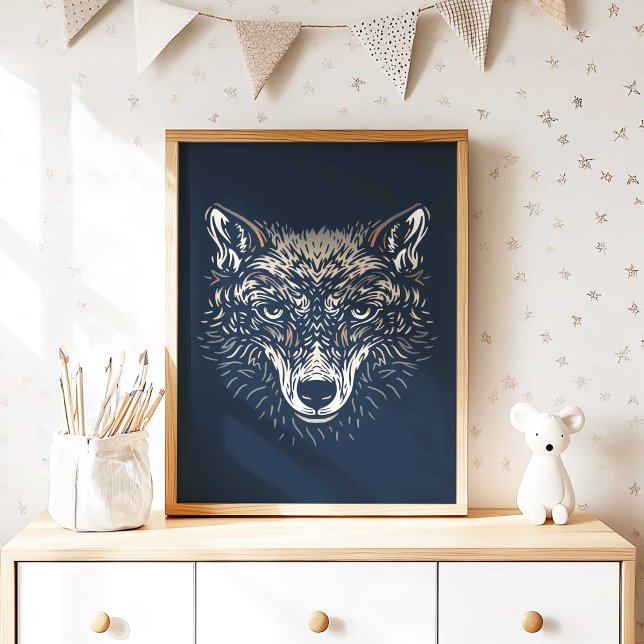 Poster Woodland Wolf Nursery Wall Art Print Nursery Decor (Woodland Wolf Nursery Wall Art Print Nursery Decor by TinkPrints.)