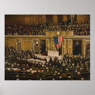 Pôster Woodrow Wilson que pede que o congresso declare a