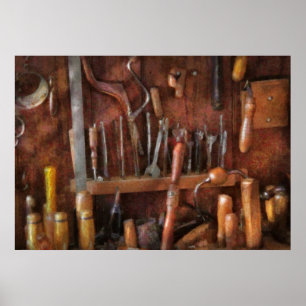 Poster Woodworker - ferramentas velhas
