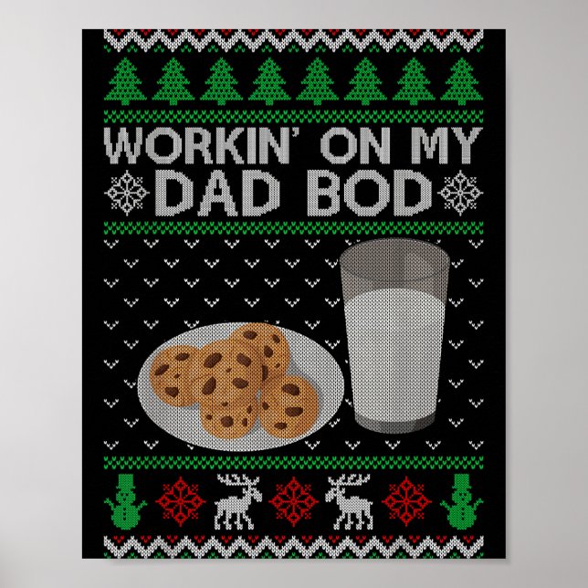 Poster Workin' On My Dad Bod Ugly Christmas Sweater New M (Frente)