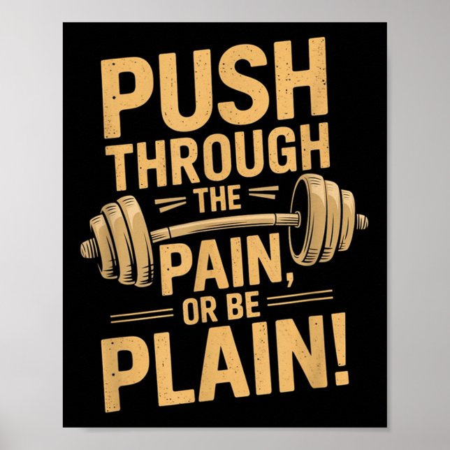 Poster Workout Motivation Quote - Puhrough The Pain  (Frente)