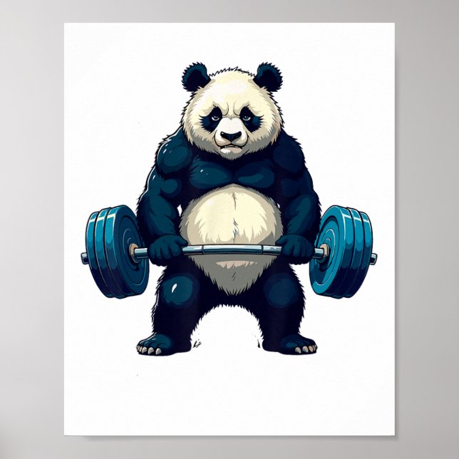 Poster Workout Panda Deadlifter Engraçado Tee Gym Levanta (Frente)