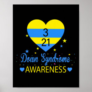 Poster World Down Syndrome Awarness 21 março Amarelo Azul