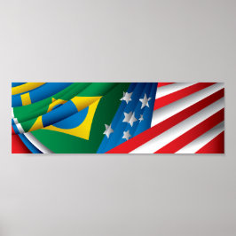 Pôster World Flags Poster, EUA, Brasil e Mais