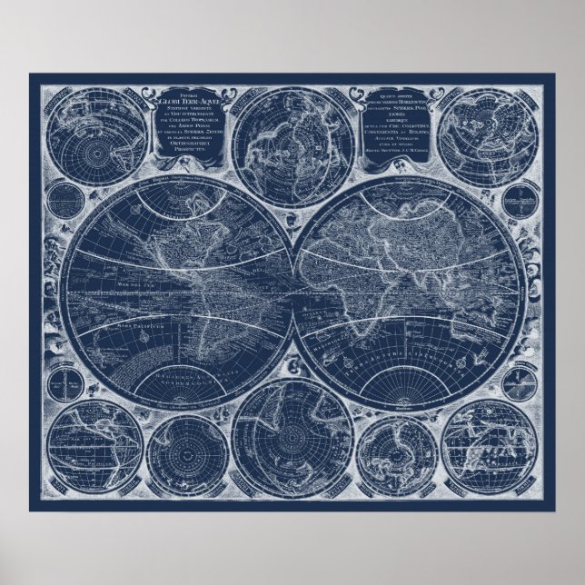 Poster World Globes Blueprint (Frente)