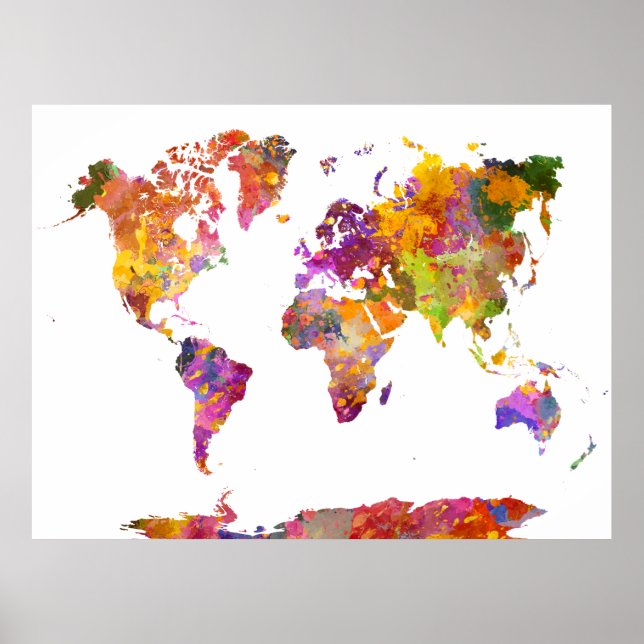 Poster World map in watercolor 01 (Frente)