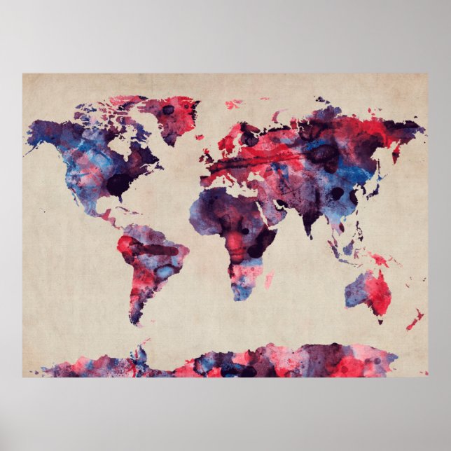 Poster World Map Watercolor (Frente)
