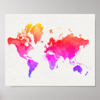 World Map Watercolor Rainbow