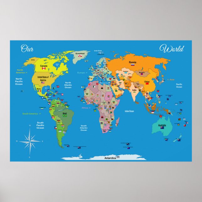 Poster World Map with Flags  (Frente)