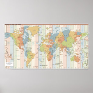 Pôster World Traveler Time Zones of Europe and Africa