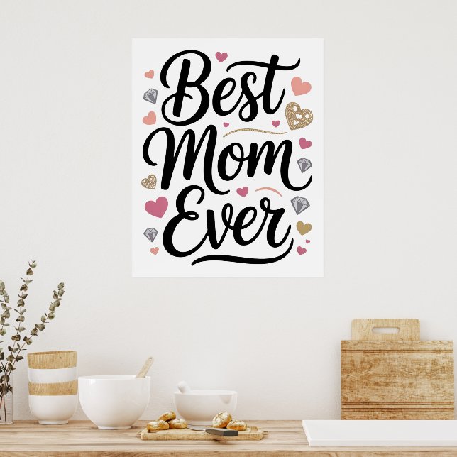 Poster World's Best Mom Diamonds Personalized (Cozinha)