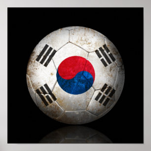 Pôster Worn South Korean Flag Football Soccer Ball