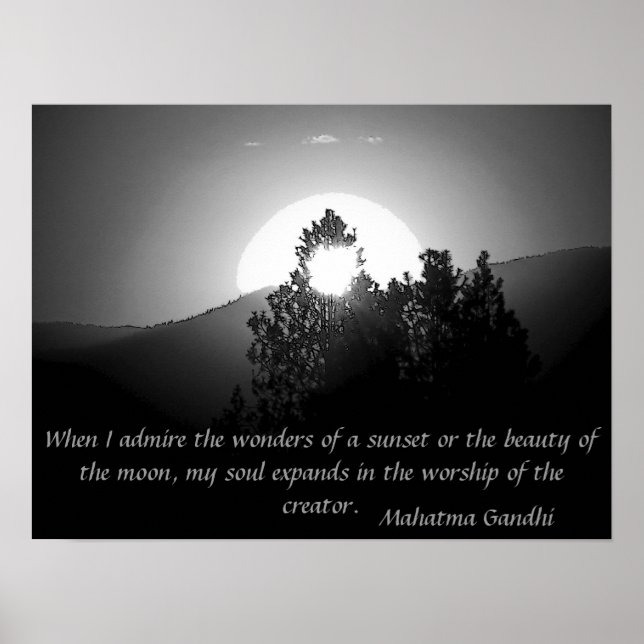 Pôster Worship of the Creator - Mahatma Gandhi Quote (Frente)