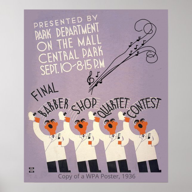 Poster WPA, Quarteto de Compro Barber, Roxo (Frente)