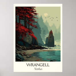 Poster Wrangell Alaska Coastal Forest Rocks