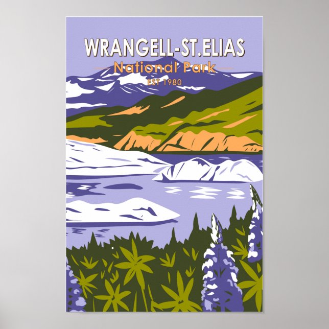 Poster Wrangell Rua Elias National Park Nizina Lake Alask (Frente)