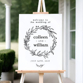 Poster Wreath Folk Rustic Wedk Sinal de Boas-vindas