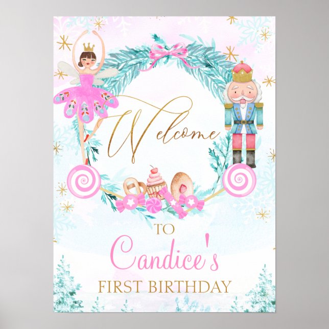 Poster Wreath Land of Sweets Nutcracker Birthday Bem-vind (Frente)