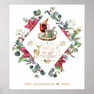 Poster Wreath Wreath Winter Script Deseje A Você Um Feliz