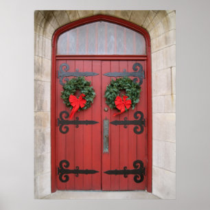 Poster Wreaths on Red Door Print