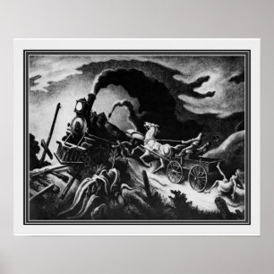 Poster "Wreck of the Old '97" de Thomas Hart Benton 16x20