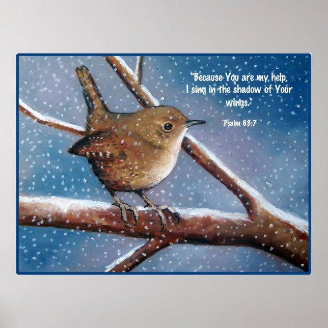 POSTER WREN IN WINTER: ART: BÍBLIA VERSE, PSALMS (Frente)