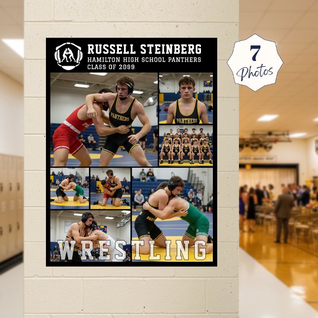 Poster Wrestling High School Senior 7 Photo Collage (Criador carregado)
