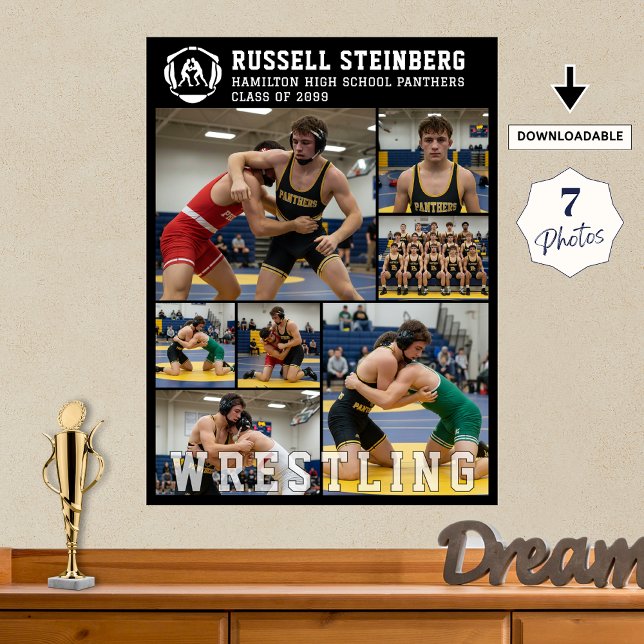 Poster Wrestling High School Senior 7 Photo Collage (Criador carregado)