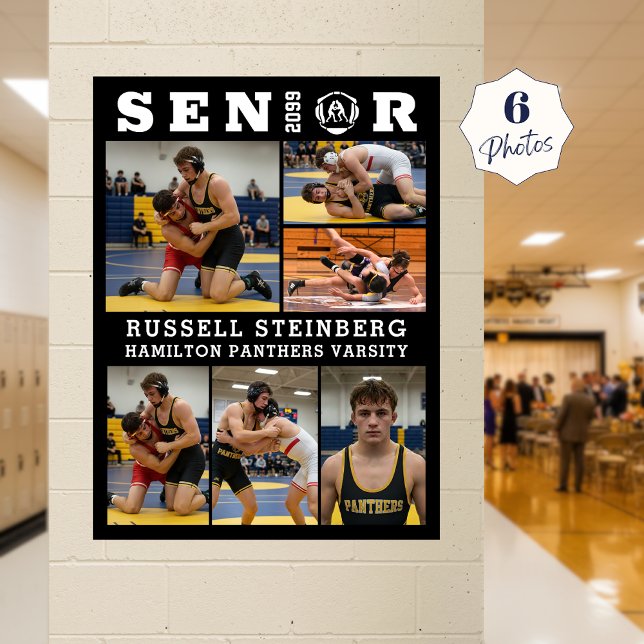 Poster Wrestling Senior Graduate 6 Photo Collage (Criador carregado)