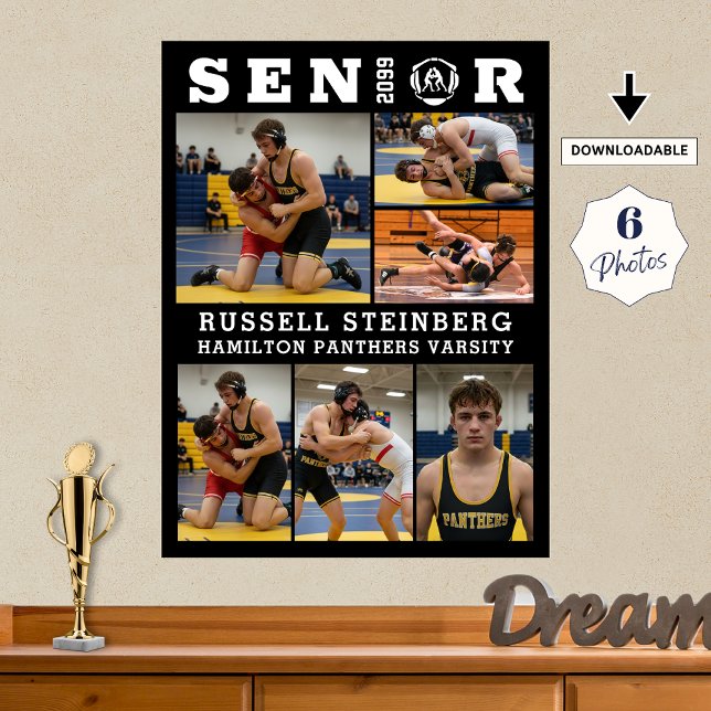 Poster Wrestling Senior Graduate 6 Photo Collage (Criador carregado)