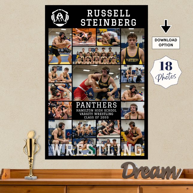 Poster Wrestling Senior Graduation 18 Photo Collage (Criador carregado)