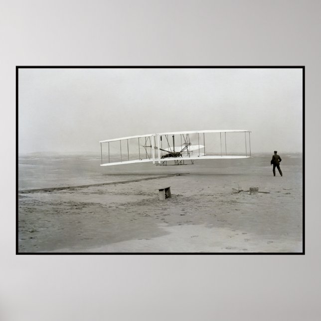 Pôster Wright Brothers Flyer First Plane Flight Aviation (Frente)