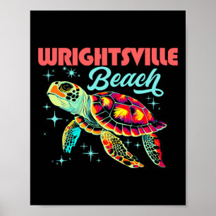 Poster Wright tsville Beach Nc Artístico Sea Turtle Retro