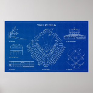 Poster Wrigley Field Blueprint