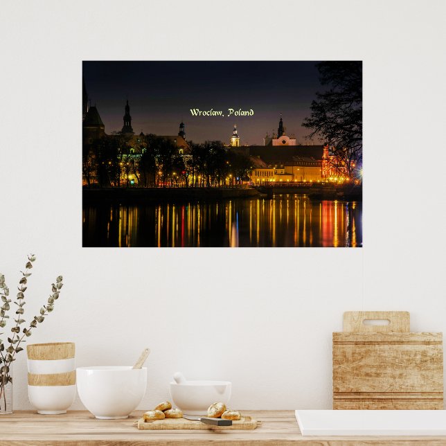 Poster Wroclaw, Poland cityscape photograph, twilight, (Cozinha)