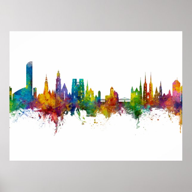 Poster Wroclaw Polônia Skyline (Frente)