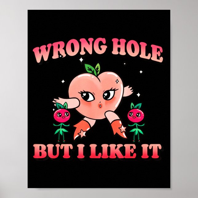 Poster Wrong Hole Peach Naughty Cartoon Retro Adult Humor (Frente)