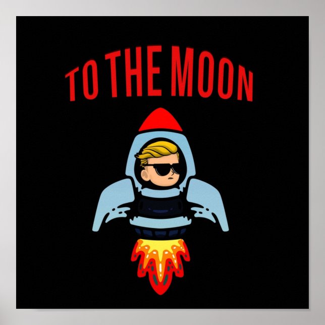 Poster WSB TO THE MOON WallStreetBets GME AMC (Frente)