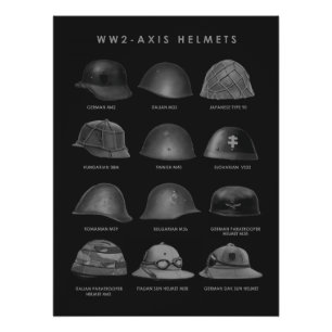 Pôster WW2 - Axis Helmets