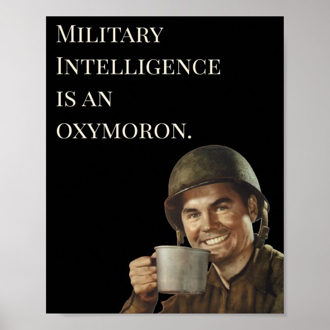 Poster WW2 Exército Cara Fab Funny Intelligence (Frente)