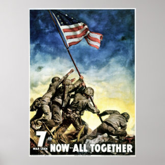 Poster WW2 Propaganda EUA Bandeira de vitória Memória Dia