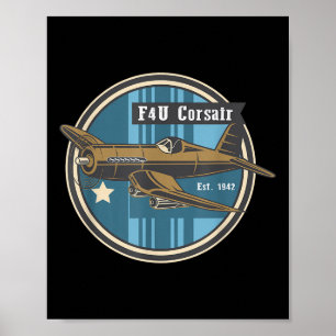Poster Ww2 Warplane F4u Corsair A Transportadora De Aeron