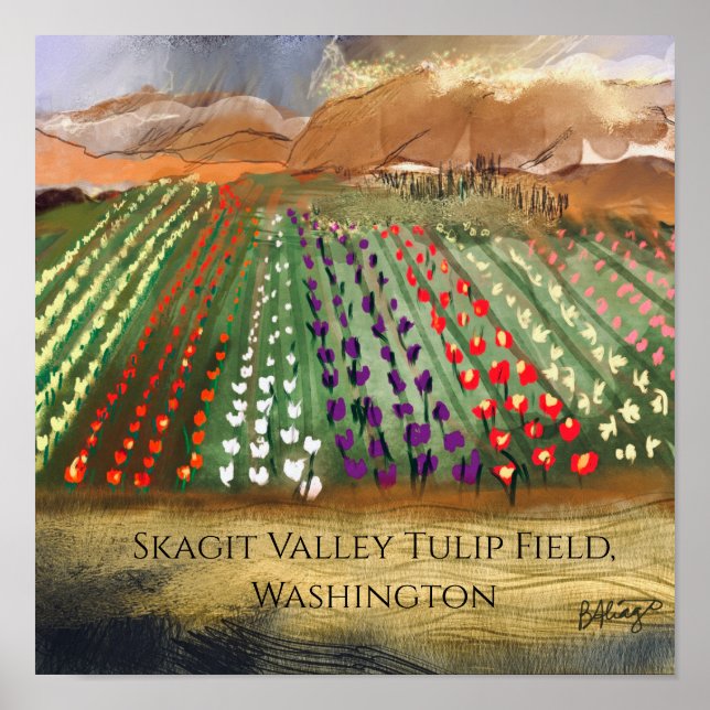 Poster WWA Skagit Valley Tulip Fields Primavera Dreaming (Frente)