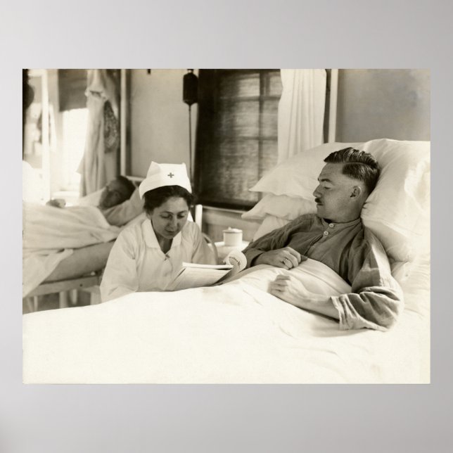 Pôster WWI Nurse reads to recuperating Soldier (Frente)