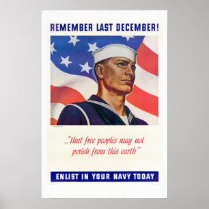 Poster WWII Lembre-se em dezembro passado!