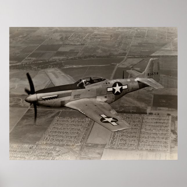 Poster WWII P-51 Mustang no voo (Frente)